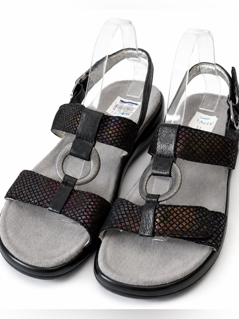 Alegria JUL-582 Black Iridescent Comfort Slingback Leather Sandals Women 41 / 10